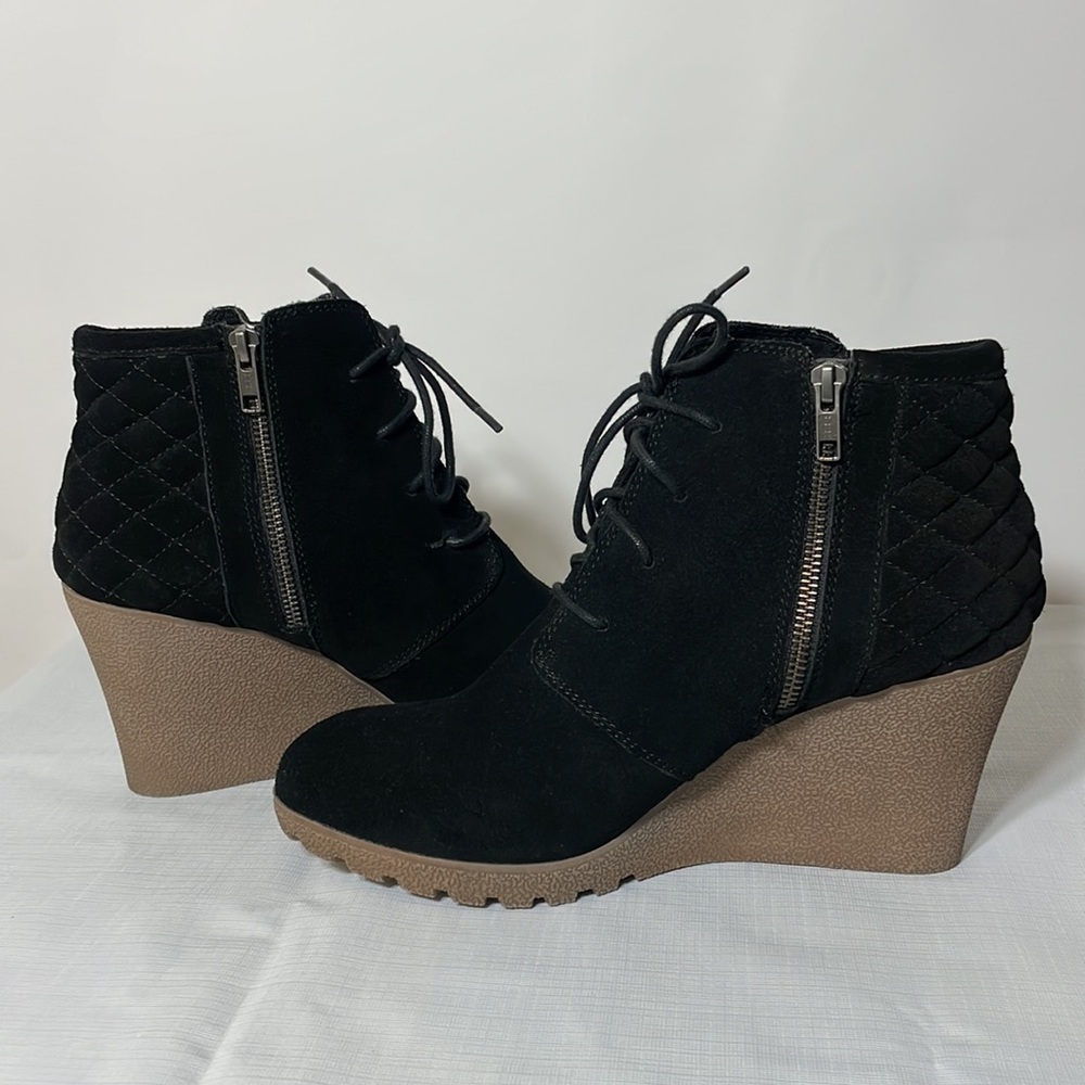 MIA 11 wedge ankle boots booties black suede - Picture 6 of 11